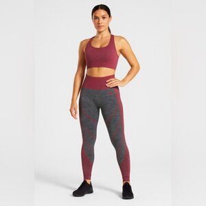 Gymshark Energy+ Seamless Leggings Women’s Size S Charcoal Marl/Red
